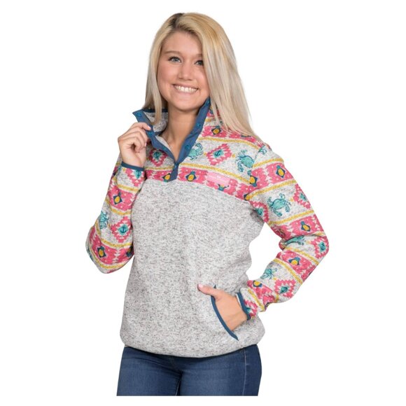 Simply Southern Women's Aztec Crab Pull Over Sweater Fleece Small NWOT - Picture 1 of 10